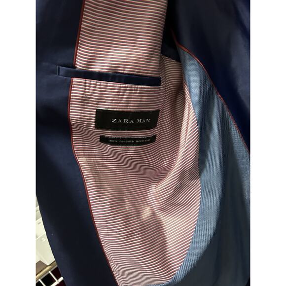 Zara Men’s 2 Piece Blue Navy Suit Basic Collection - Picture 6 of 10